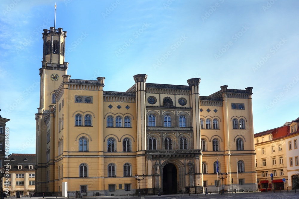 Historic Zittau city hall building in Saxony, Germany