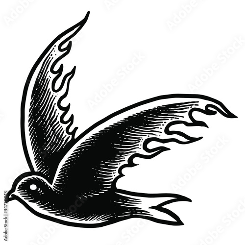 Fire swallow engraving