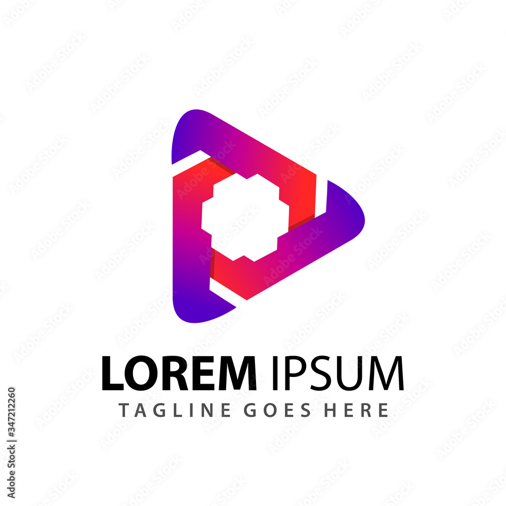 Awesome Gradient Media Play Gear Company Modern Logo Design Template Premium Vector Awesome Gradient Media Play Gear Company Modern Logo Design Template Premium Vector