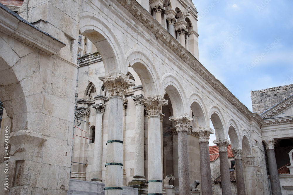 Courtyard of Dioclezano's Palace in Split, port city on the Dalmatian coast, on the Adriatic Sea, Croatia, Europe.