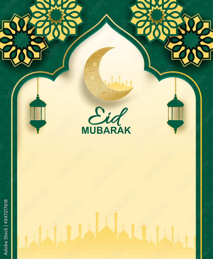 Islamic Festival Eid Mubarak Background Template Design on Abstract Style  Stock Photo  Alamy