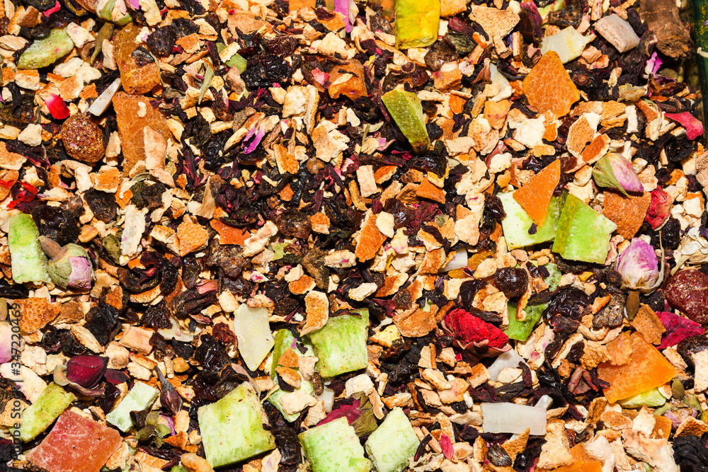 Assorted tea and spices specialties in Istanbul Turkey, Grand Bazaar Assorted tea and spices specialties in Istanbul Turkey, Grand Bazaar