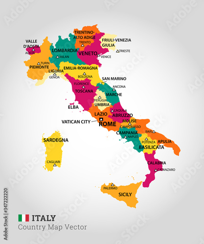 Detailed Map Of Italy - Vector Illustration
