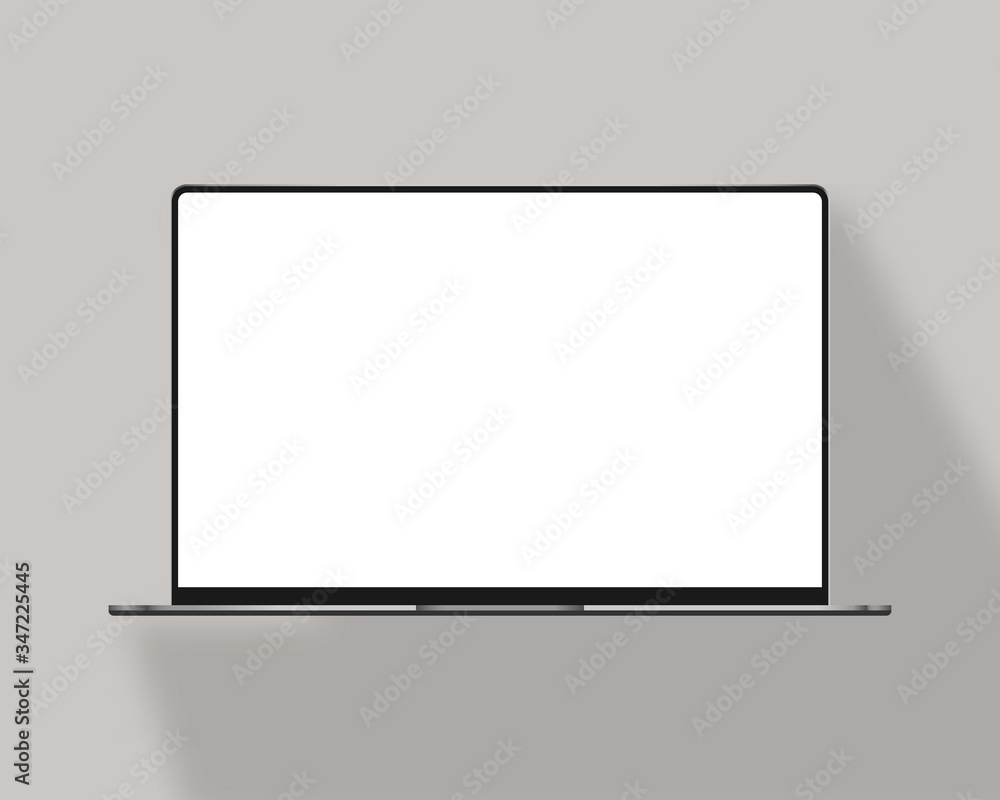Laptop computer mockup with soft shadow. Mockup scene. Vector illustration. Laptop computer mockup with soft shadow. Mockup scene. Vector illustration.