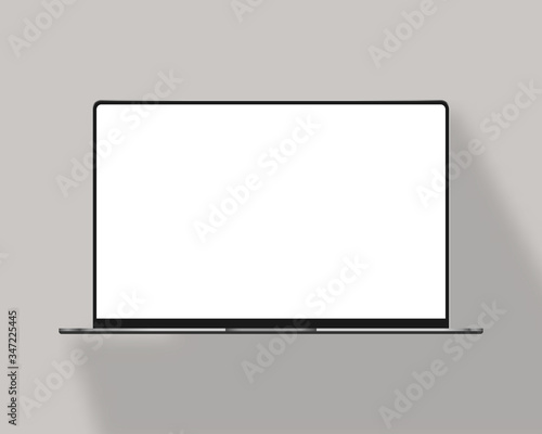 Laptop computer mockup with soft shadow. Mockup scene. Vector illustration.