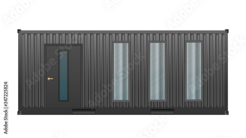 House of black cargo container.
Large house out of container for ship isolated on a white background. Vector.