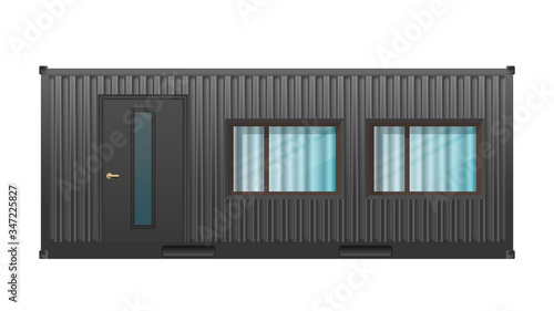 House of black cargo container.
Large house out of container for ship isolated on a white background. Vector.