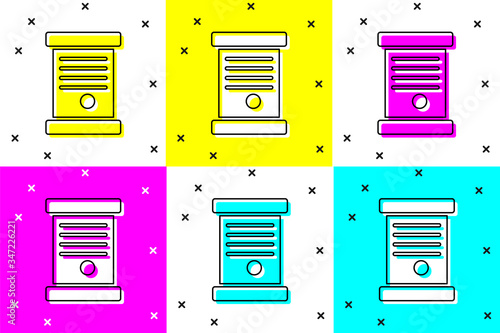 Set Decree, paper, parchment, scroll icon icon isolated on color background.  Vector Illustration