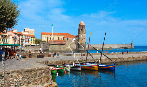 Fotografi Collioure (France) : port et église Notre-Dame-des-Anges