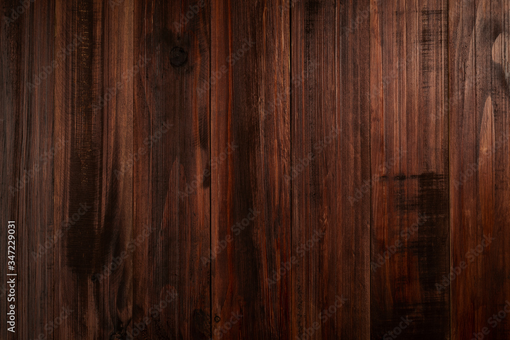 Naklejka premium Wood texture background, wooden table top view.