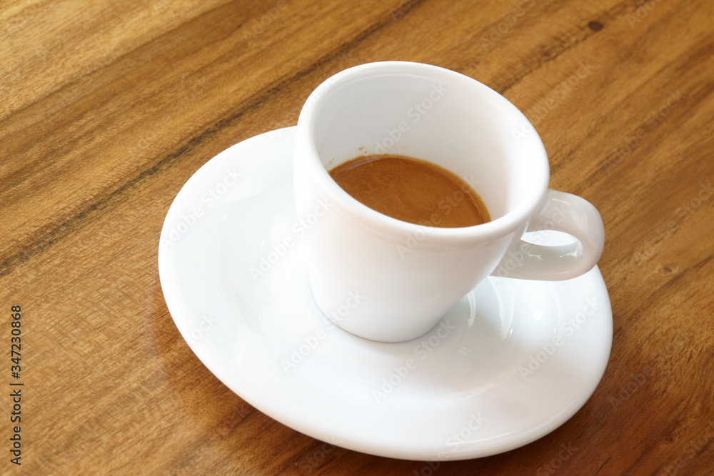 espresso coffee on wood table