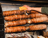 Cag Kebap, famous top rated restaurant in Istanbul. The horizontally stacked meat rotating spit