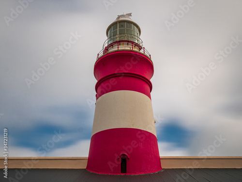 South African Cape Agulhas Lighthouse in close up view 