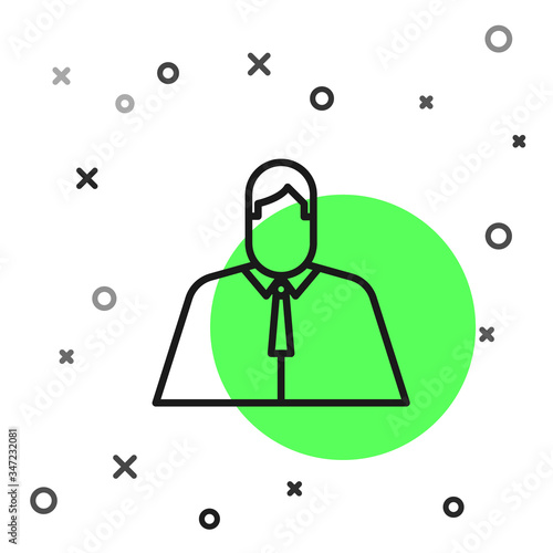 Black line Lawyer, attorney, jurist icon isolated on white background. Jurisprudence, law or court icon.  Vector Illustration