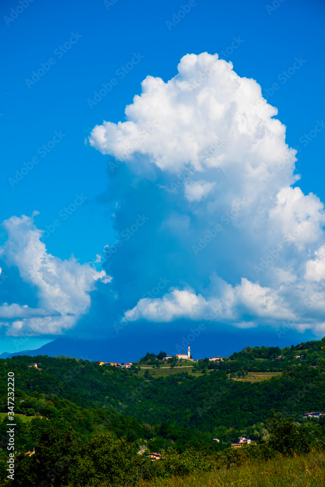 Fototapeta premium cloud, blue sky and church one
