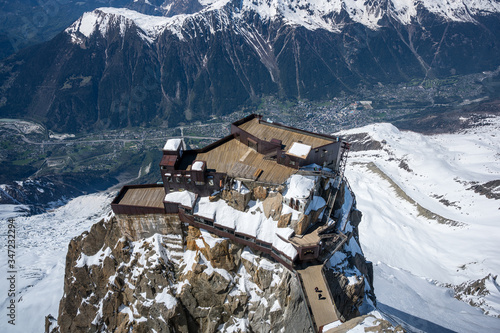 View of the platform and Chamonix at the Aiguille du Midi photo