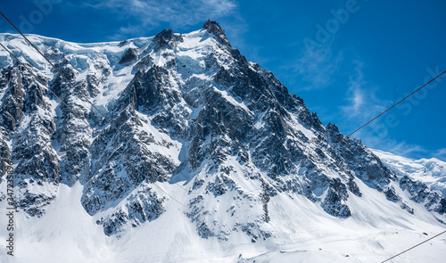 View of the Aiguille du Midi in Chamonix, France © Evan