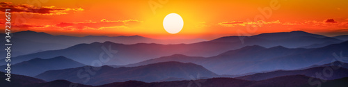 Mountain Sunset Panorama - The Great Smoky Mountains National Park