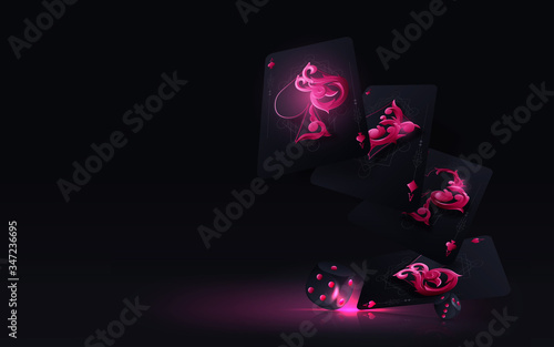 4 Aces Cards Gambling Concept Isolated On The Black Background