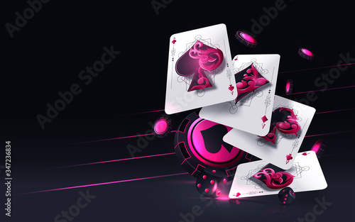 4 Aces Cards Gambling Concept Isolated On The Black Background