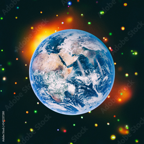 Planet earth in space, full planet. The elements of this image furnished by NASA.