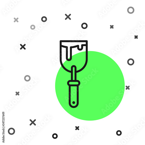 Black line Putty knife icon isolated on white background. Spatula repair tool. Spackling or paint instruments.  Vector Illustration