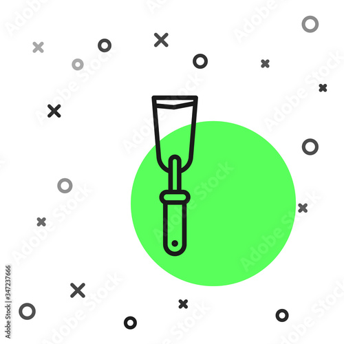 Black line Putty knife icon isolated on white background. Spatula repair tool. Spackling or paint instruments.  Vector Illustration