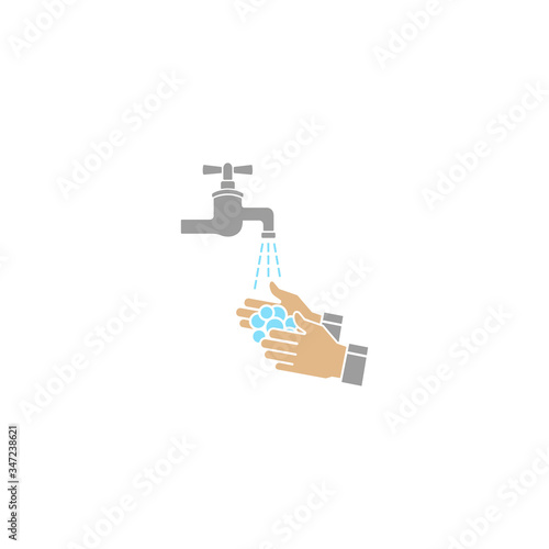 Washing hands with soap bubbles vector design