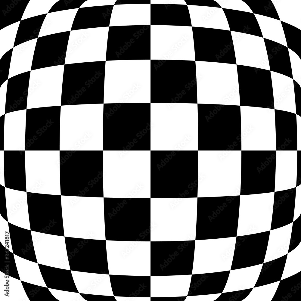 Obraz premium Abstract background. Chess board. Optical illusion. Black and white. Retro.
