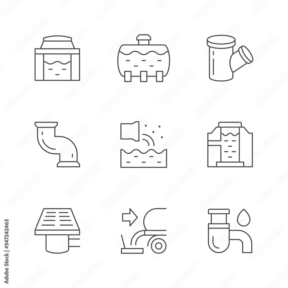 Ταπετσαρία Set line icons of sewerage
