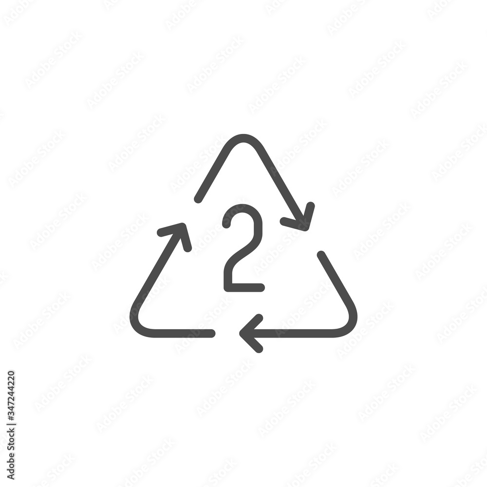 Number of plastic recycling cycles line icon Number of plastic recycling cycles line icon