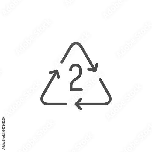Number of plastic recycling cycles line icon
