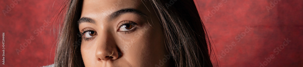 Fototapeta premium close up of young woman with brown eyes.