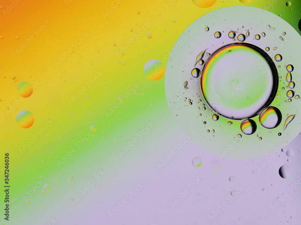 Oil on water abstract background with bubbles Oil on water abstract background with bubbles
