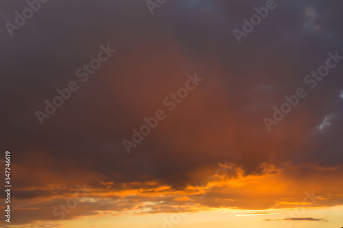 Sky. Sunset red dramatic