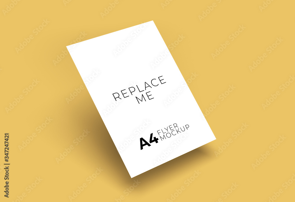 MOCKUP A4 format flyer mockup floating with shadow MOCKUP A4 format flyer mockup floating with shadow