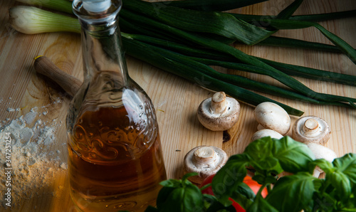 Vegetables for making pizza. Free space for text.