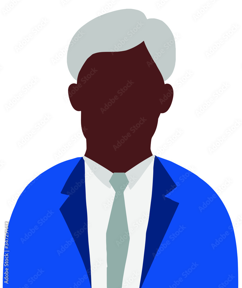 a dark-skinned man with gray hair in a suit. Illustration. vector. Portrait a dark-skinned man with gray hair in a suit. Illustration. vector. Portrait