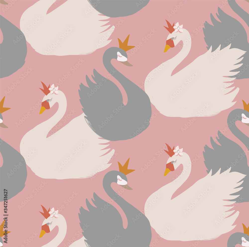 vector seamless pattern background with swans. vector seamless pattern background with swans.