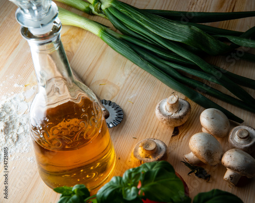 Vegetables for making pizza. Free space for text.