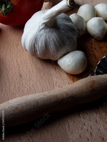 Vegetables for making pizza. Free space for text.