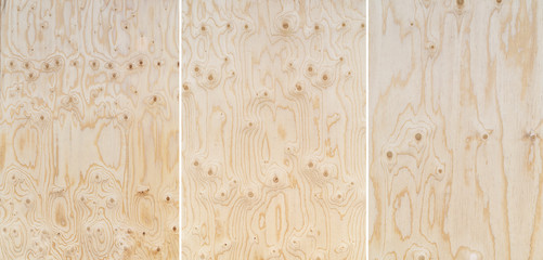 Plywood texture with natural wood pattern. Three abstract high resolution textured plywood backgrounds.