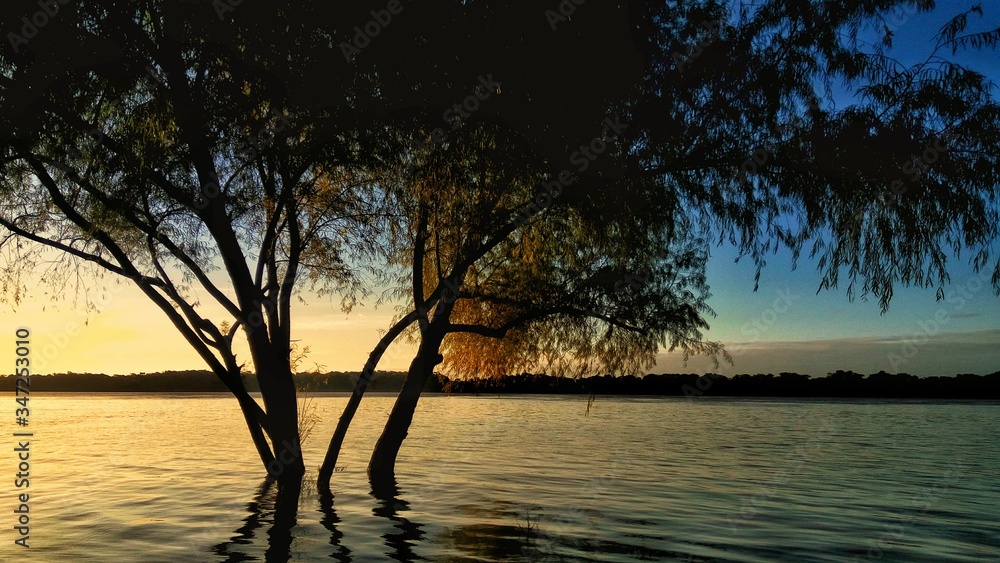 sunset on the river