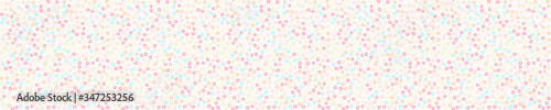 
Flower confetti dotty border texture seamless background. Tiny colored flecked floral sprinkles ribbon banner. Modern cute falling speckle pattern. Japanese kawaii minimal digital party washi tape