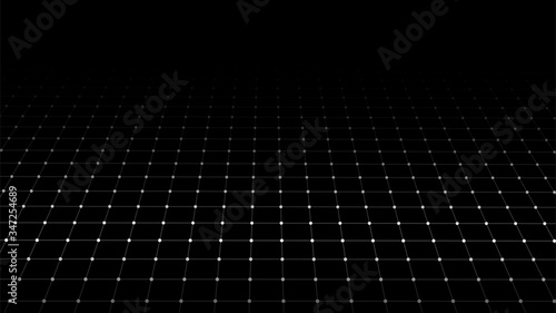Abstract perspective black grid. Wireframe landscape. Vector illustration. © ihor