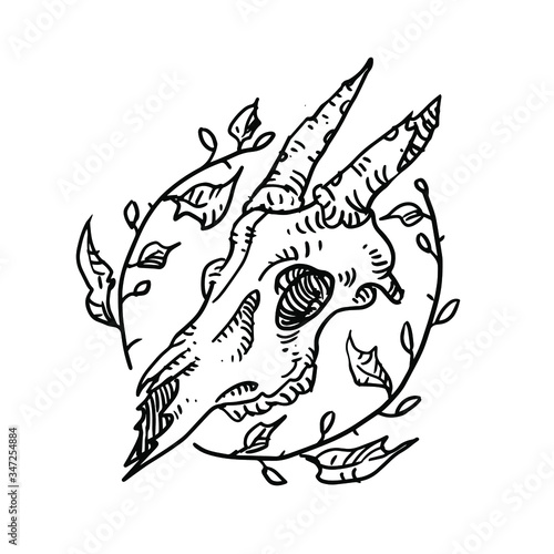 Deer head fire illustration