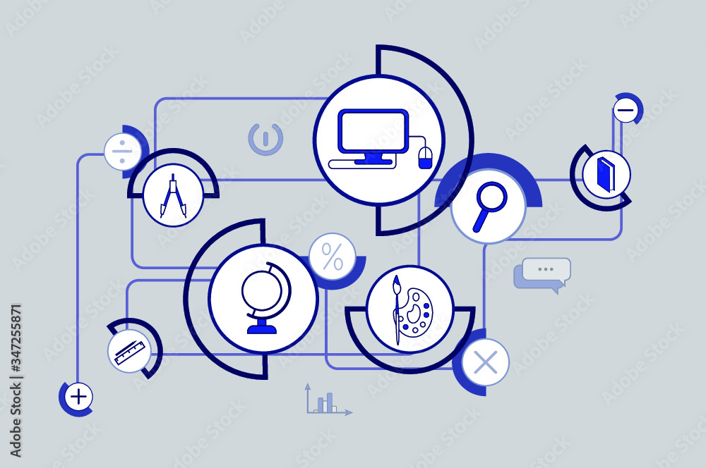 networks of educational icons linked by a complex thread networks of educational icons linked by a complex thread