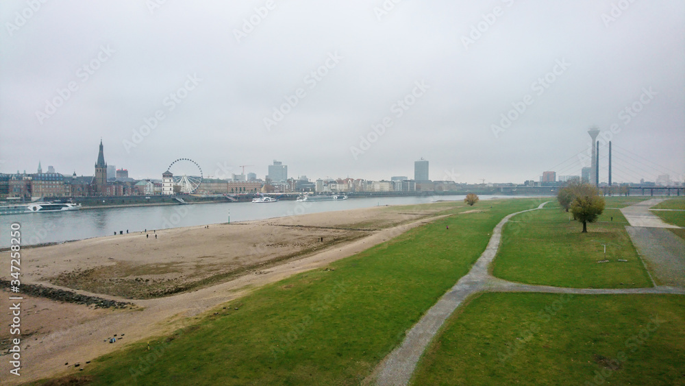 Dusseldorf landscape late autumn-winter. rhine