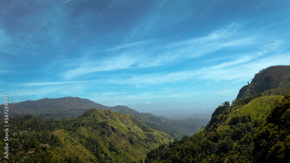 beautiful mountains blue sky view landscape in Sri Lanka