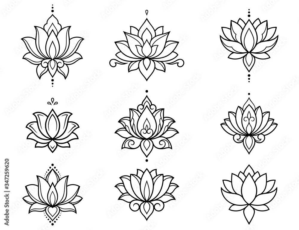Premium Vector | Set of mehndi flower pattern and frame for henna drawing  and tattoo. decoration in ethnic oriental, indian style. doodle ornament.